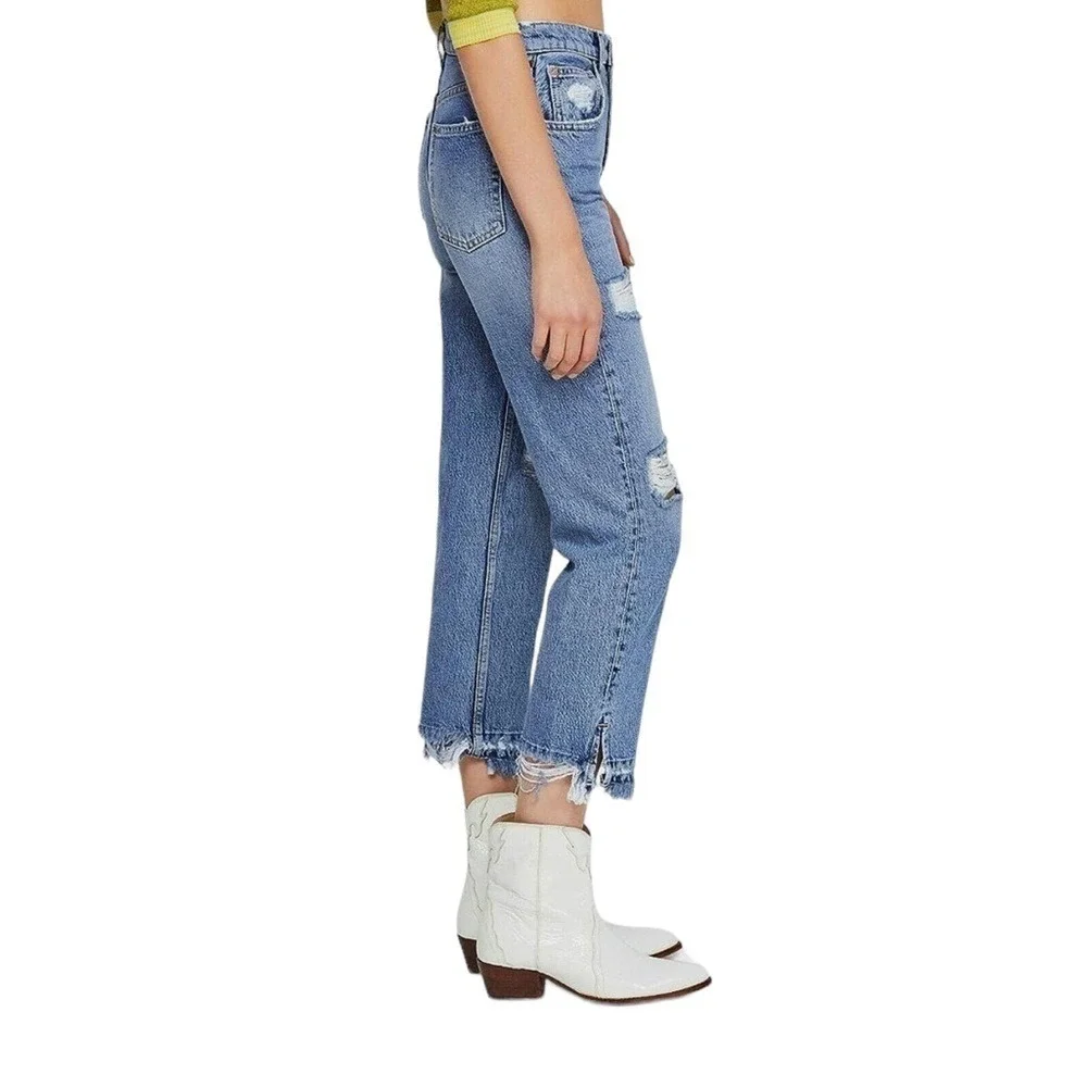 We The Free Jeans High Rise Distressed‎ Lita Cropped Jeans Size 27 Light Wash